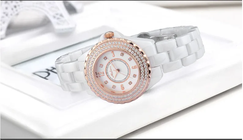 MELISSA Brand Designer Full Ceramic Bracelet Watch Healthy Anti-allergy Women Dress Wristwatch Crystals Reloj Montre Femme F8011