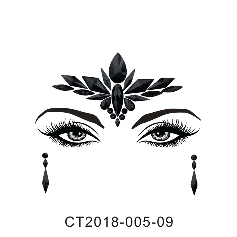 Fashion Eyebrow Face Body Art Adhesive Crystal Glitter Jewels Festival Party DIY Eye Tattoo Stickers Night Club Facial Makeup