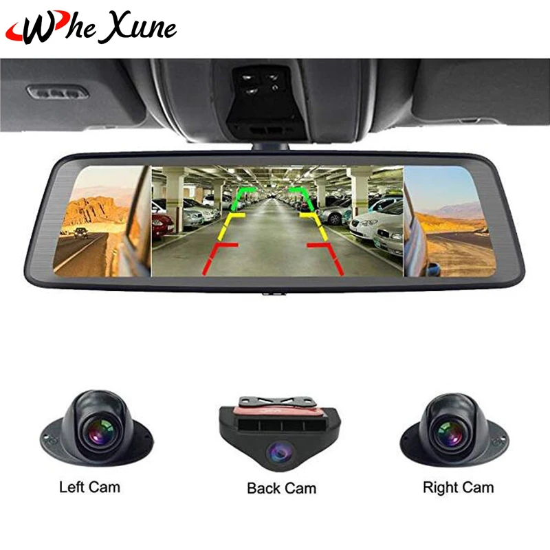 

WHEXUNE 2018 4 Channel FHD 1080P Car DVR Camera Video Recorder Mirror 4G 10" Media Rearview Mirror 8 Core Android Dash Cam ADAS