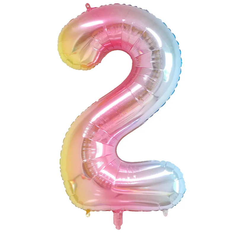 40inch Rainbow Color Number Balloons Digit Globos gradient Ramp Figure Balls Birthday Wedding Anniversary Party Decor Kids Ball - Цвет: Number  2