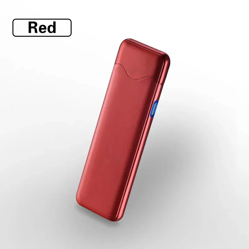Крутой ультра-тонкий сенсорный датчик отпечатков пальцев Зажигалка s ветрозащитные зажигалки беспламенная Электронная зажигалка для мужчин - Цвет: Red