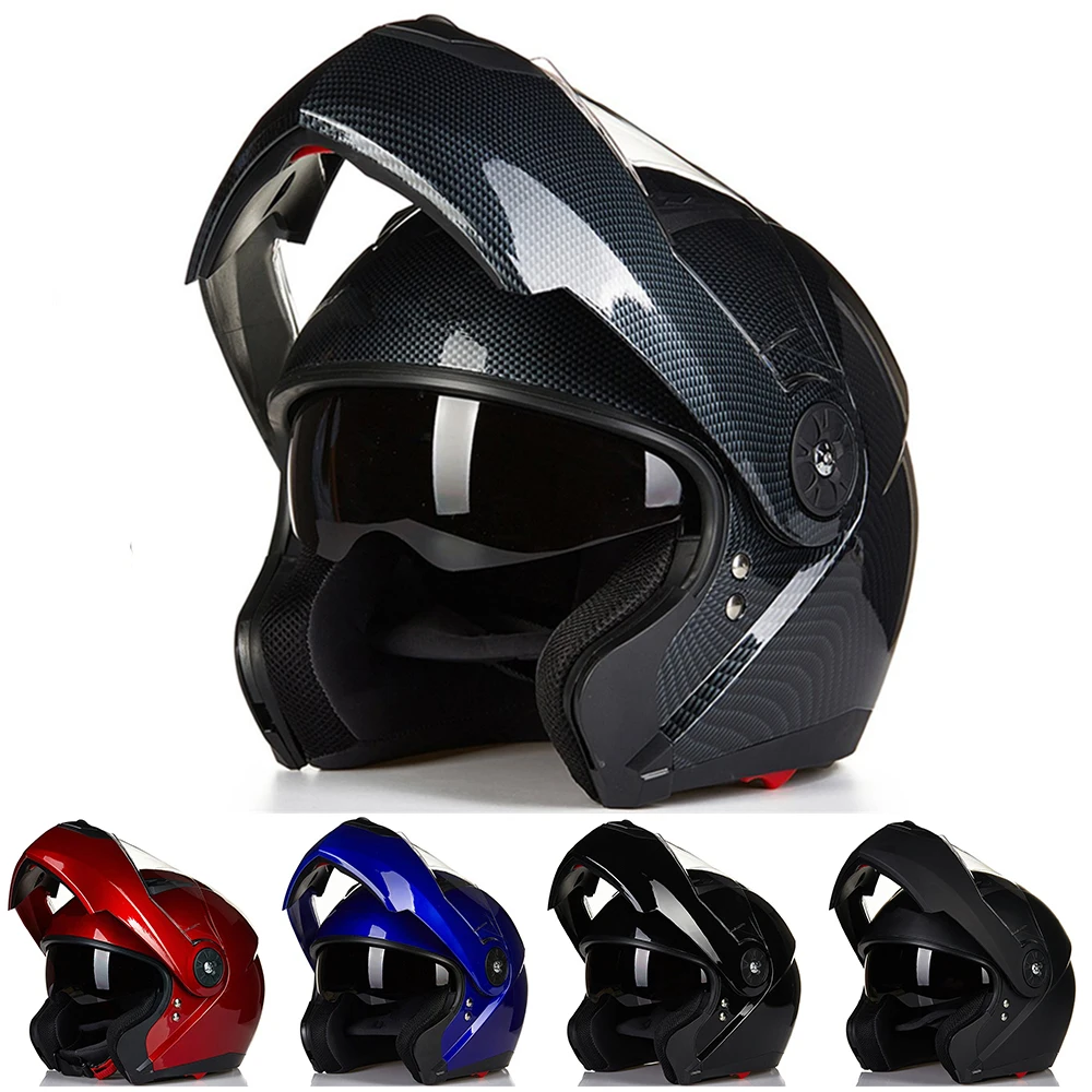 

ILM Motorcycle Helmets Modular Flip Up Double Visors Helmet Full Face Casque Moto Racing Motocross DOT Motocicleta Casco Carbon