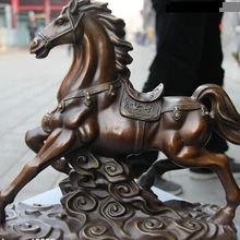 Bi002136 Китай Искусство Статуя Чистая Медь Бронза Фэн-Шуй Лаки Благоприятный Запуск Боевой Конь