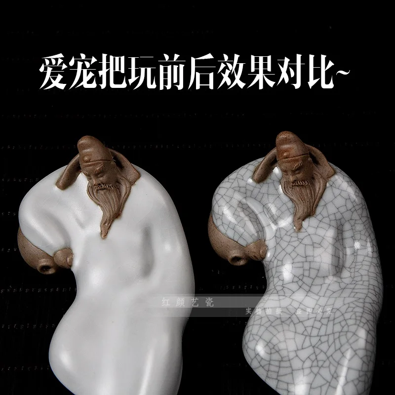 Фарфоровый фиолетовый песок Ru kiln чай Confucius Lao Tzu Li Bai drunk Cao история фигуры чайные