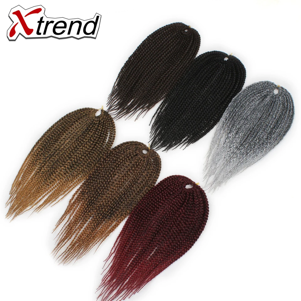 Xtrend, 3 шт., коробка, косички, вязанные волосы для наращивания, 14, 18, 22 дюйма, Омбре, серый, бордовый, синтетические косички, волоконные волосы, 22 стойки