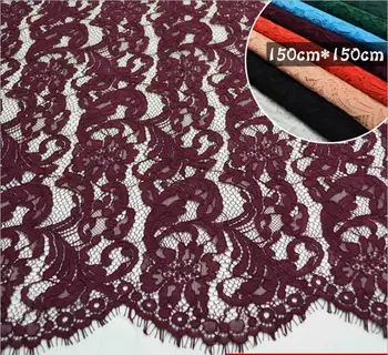 

New Design Eyelash Lace Soft 6Colors French Bilateral Chantilly Lace Fabric