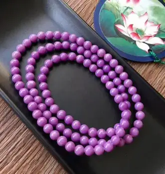 

free shipping >>>>Natural Phosphosiderite Purple Gemstone 108 Prayer Round Beads Bracelet AAAA 7MM
