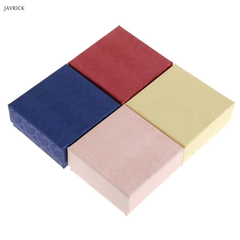 

4 Pcs/Set Jewelry Box Packing Gifts Necklace Ring Earrings Bracelet Slot Storage Floral Square Boxes Case Organizer Fashion New