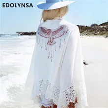 Summer font b Blouse b font Bathing Suit Cover Ups Tunic Beach Chiffon Kimono Fashion Pareo