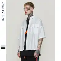 INFLATION Large Pocket Mens Shirts Summer Fashion Men Shirt Short Sleeve Casual Shirts Mens Clothing High Street Style 8357S