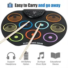 SLADE Portable électronique numérique USB 9 tampons coloré enrouler ensemble Silicone batterie électrique Kit avec pilons et pédale de soutien