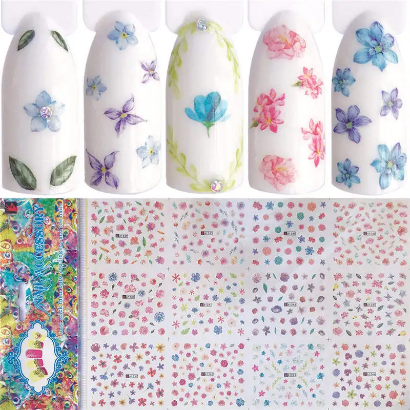 

WUF 12 PCS Different Nail Sticker Butterfly Flower/Lace/Deer Water Transfer Decal Sliders for Nail Art Decoration Tattoo