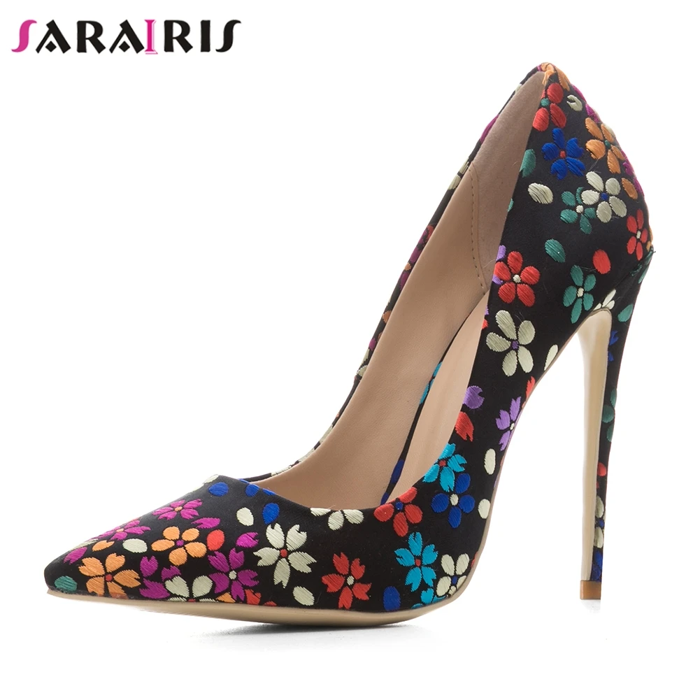 SARAIRIS Women Flower Shoes Sexy Designer Shoes Woman High Heels Pumps