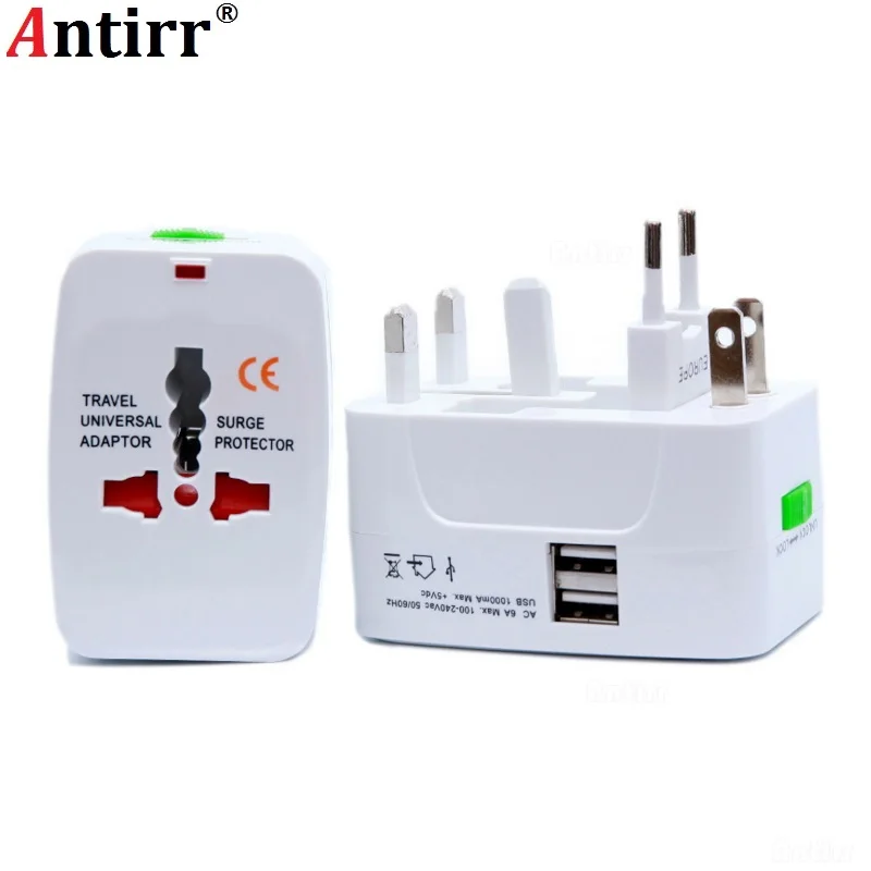 

Universal International Plug Adapter 2 USB Port World Travel AC Power Charger Adaptor with AU US UK EU All in One converter Plug