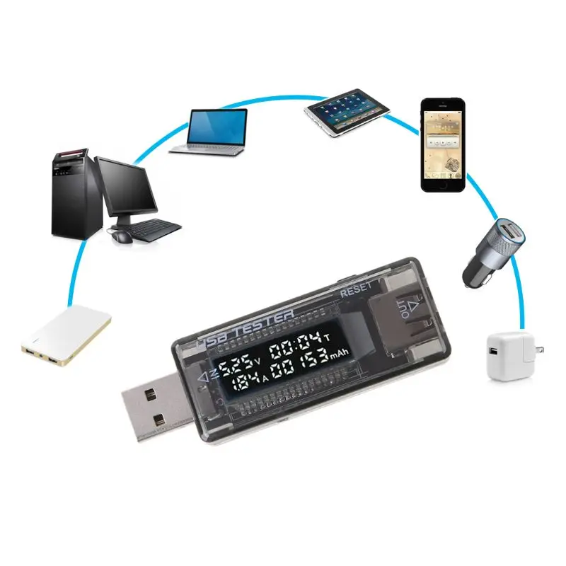 

LCD Battery Tester Voltage Current Detector Mobile Power Voltage Current Meter USB Charger Doctor