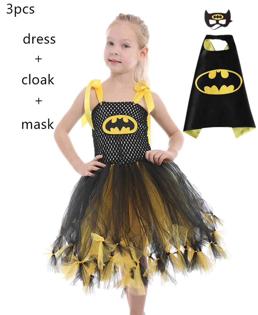 

Top sale Super Hero Flower girl tutu dresses 3pcs Super Cute Batgirl girls carnival dress Cosplay Party Halloween costumes set