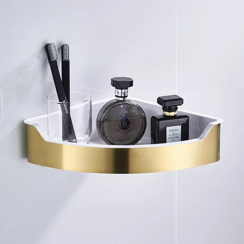 Brushed Gold Bath Brass Shower Caddy Wire Basket Storage Shelves Single Layer