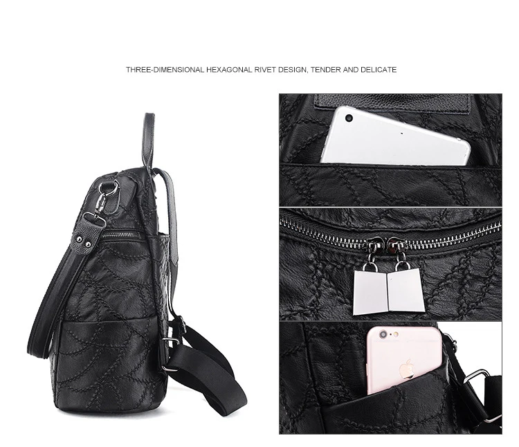 Винтажный Модный мягкий кожаный рюкзак в консервативном стиле, Универсальные женские рюкзаки, многофункциональные функциональные сумки на плечо, женская сумка