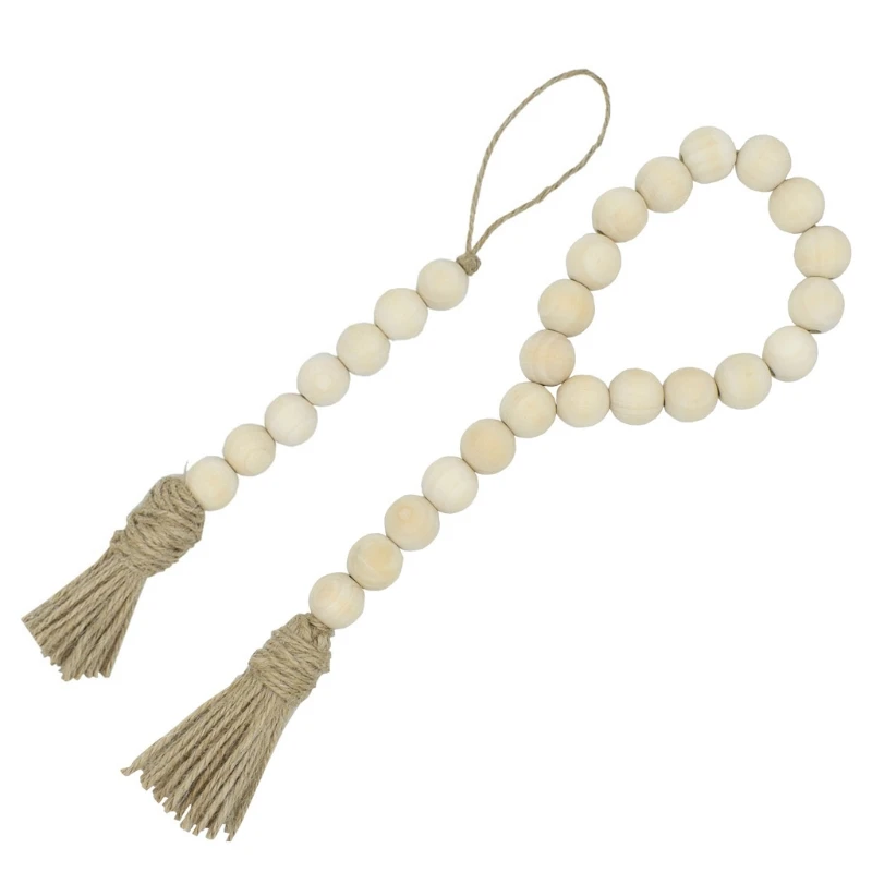 

Tassle Farmhouse Beads Natural Wood Bead Garland Kids Baby Nursery Room Decor