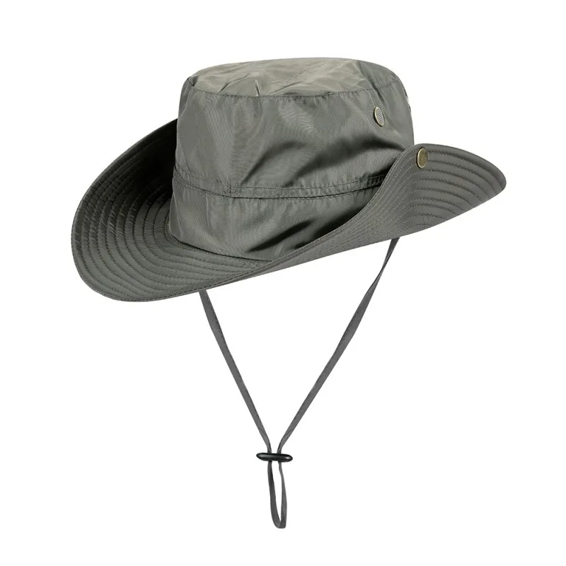 

Fisherman Bucket Cap Wide Brim Folding Adjustable Breathable Sunshade Hat Outdoor Sportswear Accessories with Chin String