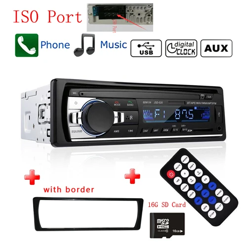 Podofo радио авто радио 1 Din Bluetooth SD MP3 плеер Coche Estereo Poste Para Авто аудио стерео Carro Samochodowe Automotivo - Цвет: ISO With 16G Card