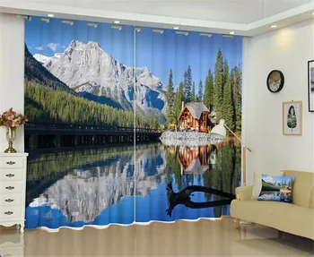 

Lake Landscape Chinese Luxury 3d Curtains Drapes For Bed room Living room Decorative Window Curtains Office Hotel Wall Tapestry