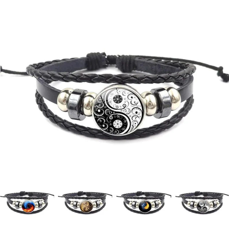 

High quality fashion black anchor bracelet men's charm Bracelet Vintage Handmade DIY Knitting Beads Bracelet Bracelet Wholesale