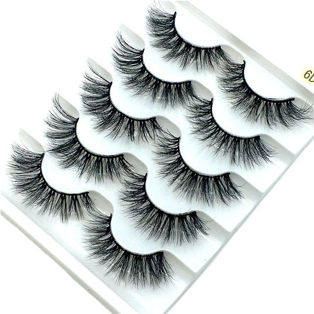 5 pairs 3D mink false eyelashes natural makeup eyelash extension long cross volume soft fake eye lashes winged faux cils