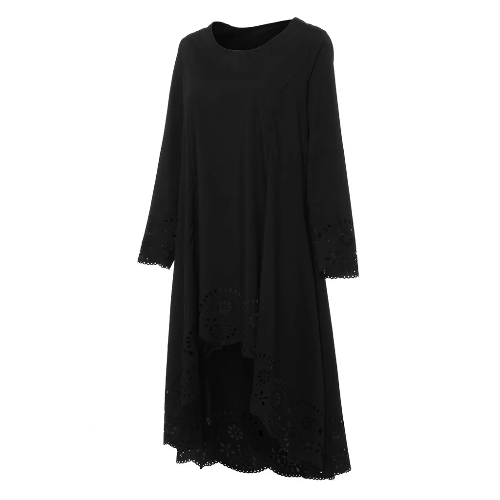 SAGACE женское модное платье с О-образным вырезом и длинным рукавом размера плюс с лазерной обработкой, осеннее платье из полиэстера для путешествий 15 июля