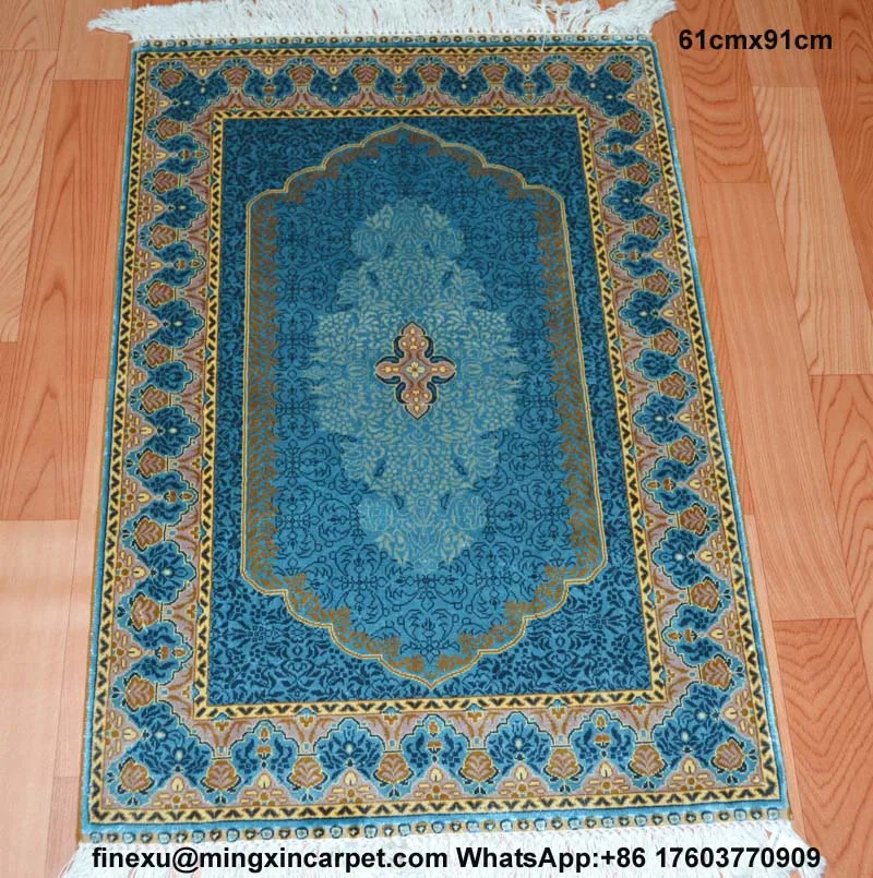 61cmx91cm,handmade double knote persian silk carpet original production