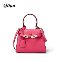 Gliya 2016 Summer Handbag Women Mini Girl Bag Shoulder Strap Crossbody Bag Metal Lock Satchel Candy Color Leather HandbagsG15254