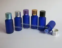 360x15 стеклянные бутылочки Стекло эфирное масло бутылка с алюминиевые крышки и вставки, 1/2 унц. синий Стекло контейнер