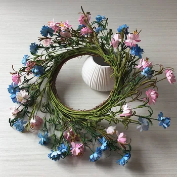 

45cm Artificial Daisy Flower Wreath Home Garden Wall Haging Artificial Floral Garland Wedding Decoration Hanging Flower Wreath