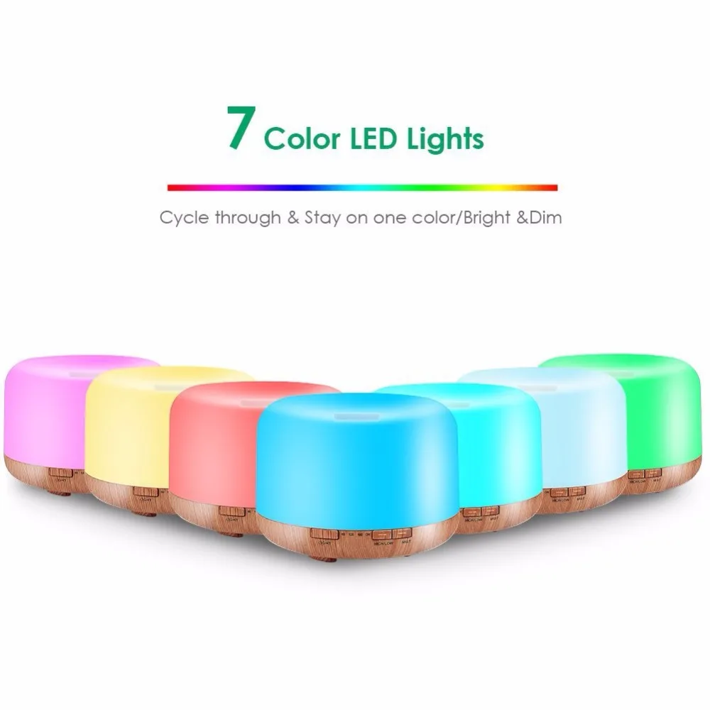 

Night Lighting Aromatherapy Essential Oil Diffuser 500ML Large Capacity Ultrasonic Air Aroma Humidifier