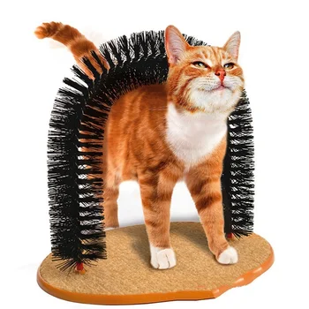 

A good pet cat scratches its hair brush its own comb machine has round hair base cat brush arch and attracts toys of interest