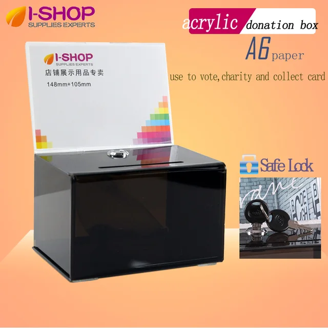 counter acrylic donation collection box perspex charity fundraising