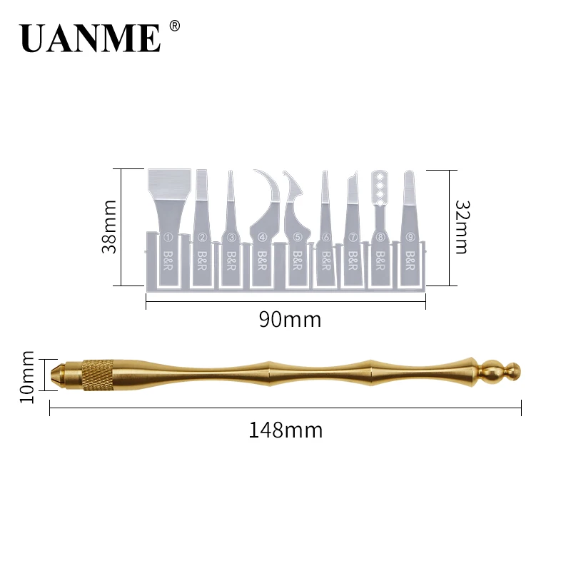 UANME двойной головкой ручка из чистой меди с 9 шт BGA микросхема ремонтный нож приспособления для удаления CPU для мобильного телефона плате