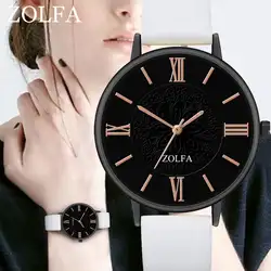 Zolfa Мода Relogio feminino Бизнес Кварцевые часы для мужчин женщин модные наручные часы кожаный ремешок Женский