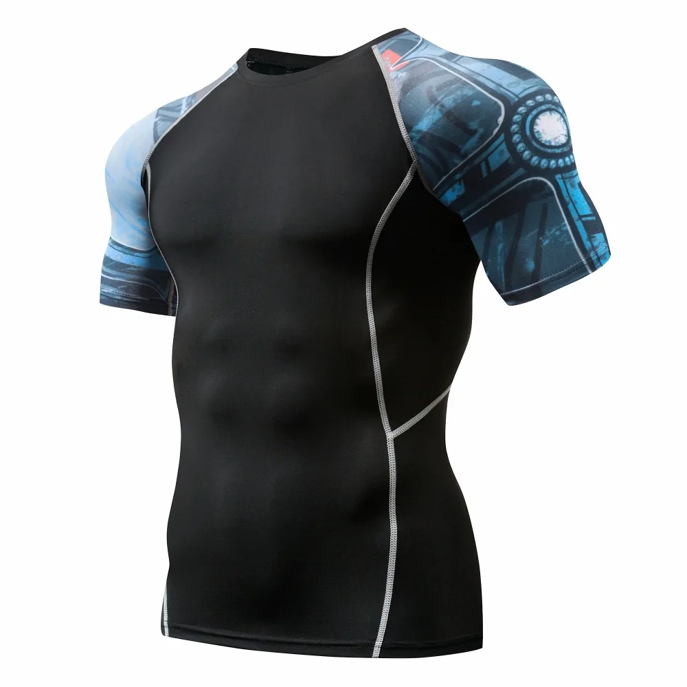 Быстросохнущие мужские майки с принтом, компрессионная рубашка для бодибилдинга и фитнеса, мужская спортивная одежда для спортзала, спиннинга, велоспорта, базовый слой