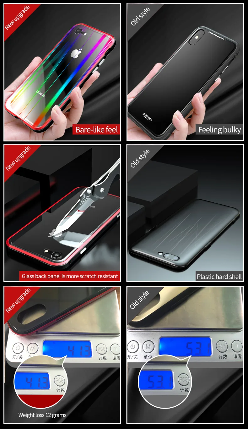 LUPHIE Colorful Laser Aurora Case For iPhone X 8 7 Plus Luxury Glass Case (3)