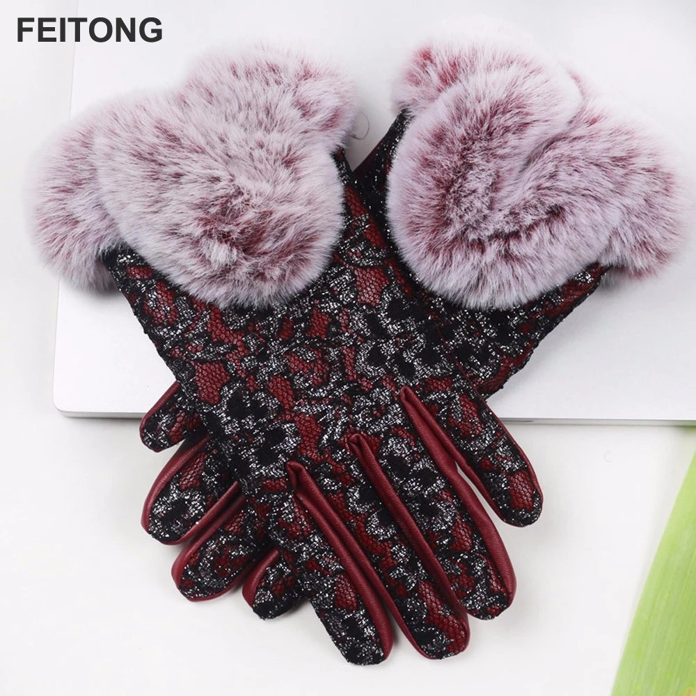 1Pair Luxury Women'S Winter Gloves 2017 PU Autumn Elegant Cotton Glove