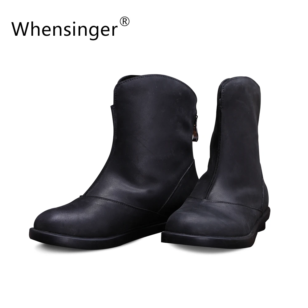 Whensinger 2016 Women Boots Spring Summer Female Full Grain Leather Ankle Handmade Elegant Fashion Round Toe X1504