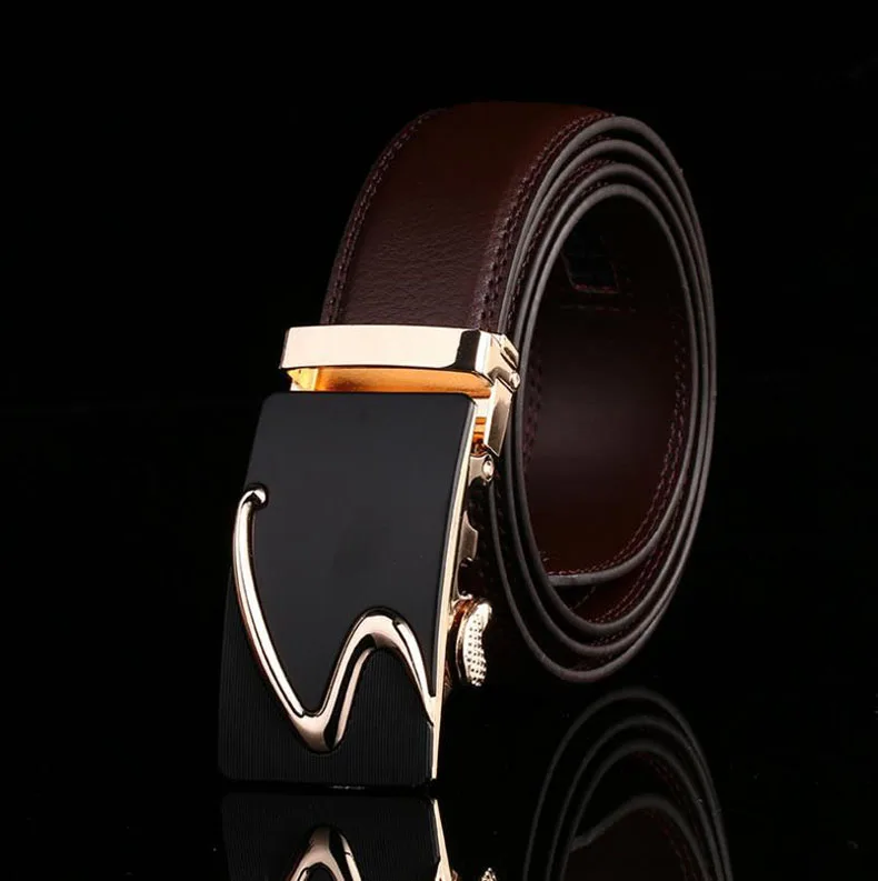 

Brand Belt Men High Quality Genuine Luxury Leather Belts for Men Brown Strap Male Metal Automatic Buckle Business Waistband az01