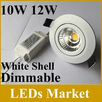 

White Shell 10W 12W Led Downlight Dimmable led Ceiling Spot Light AC 110-240V 5Years Warranty Dimmable CE&ROHS