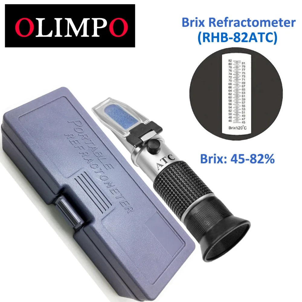 

OLIMPO Handheld Refractometer 45-82% Brix RHB-82ATC Wide scale sugar food fruit honey syrup jelly jam