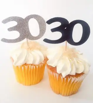 

custom number glitter 30th 40th 50th 60th birthday cupcake toppers baptism Christening party decoration doughnut food toothpicks