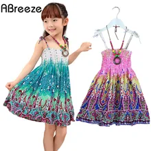 Новинка года, От 2 до 7 лет платья для девочек летнее платье в богемном стиле для девочек, модные пляжные платья для девушек длиной до колена, сарафан с ожерельем