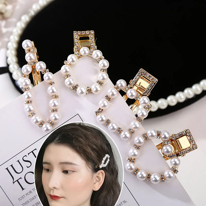 

FASACC Crystal Metal Pearl Hairpin Korean Hair Clips Fashion Hair Accessories For Women Sweet Beads Girl Hairpins Jewellery A275