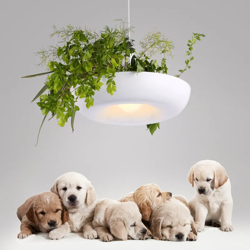 

White/Black/Green Color Hanging Gardens of Babylon Chandelier Lighting Plants Flowers Nature Balcony lamp For Home Decoration