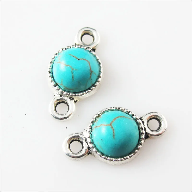 16 шт. ретро тибетский серебристый Круглый соединитель Подвески 10x18.5mm|round charm|round